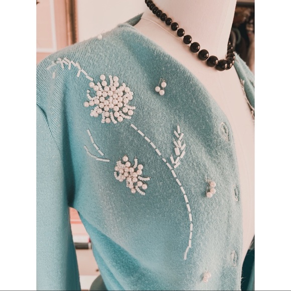 True Vintage 50’s Embellished Beaded Sweater - Picture 2 of 5